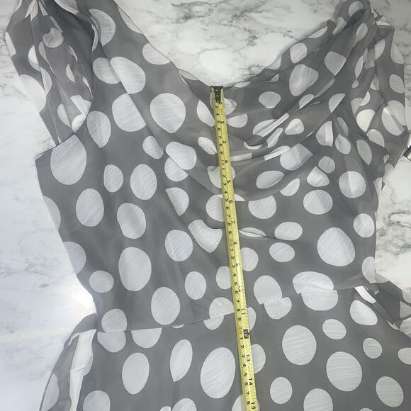 MSK Polka Dot Dress Women Size 16 Gray A Line Sleeveless Midi Length Chiffon - Picture 14 of 14